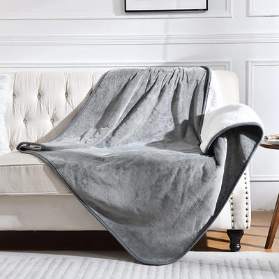 Yaning Waterproof Blanket for Bed Couch Sofa, Soft Liquid Pee Proof Pet Blanket for Dog Puppy Cat, Reversible Sherpa Fleece Furniture Protector (Grey, 50x60 inches)